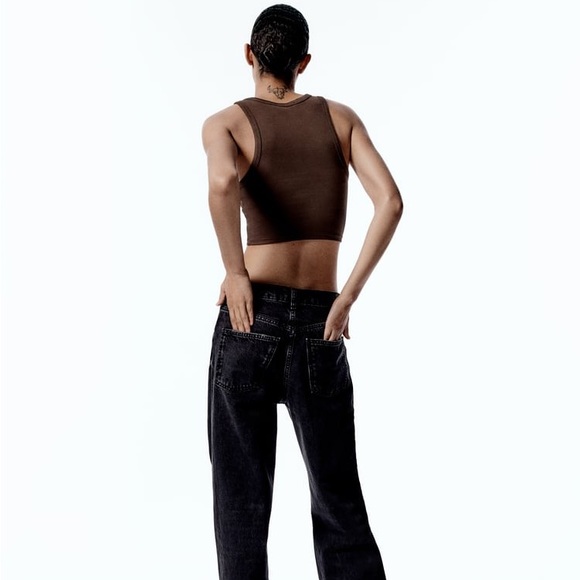 Zara Brown Ribbed T-Shirt Tank - Picture 7 of 10